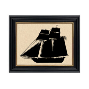 Framed Silhouette Nautical Baltimore Clipper Framed Paper Cut Sil ...