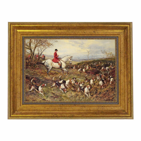 Equestrian Paintings Equestrian Master of the Hounds by Heywood Hardy Framed Oil Painting Print on Canvas in Antiqued Gold Frame. A 7 x 10 framed to 10-1/2 x 13-1/2.