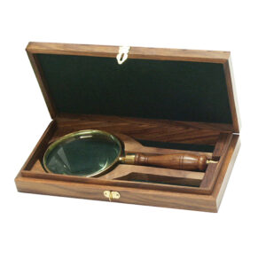 Decor Early American 9-1/4″ Brass and Wood Magnifier  ...
