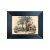 Equestrian Equestrian Set of 2 Small Equestrian Fox Hunt Scenes Behind Glass in Black and Gold Wood Frames- 5″ x 7″ Framed to 7″ x 9″