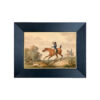 Prints Equestrian Set of 2 Small Equestrian Fox Chase Scenes Behind Glass in Black and Gold Wood Frames- 5″ x 7″ Framed to 7″ x 9″