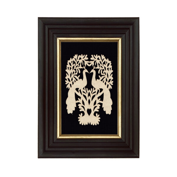 Scherenschnittes Early American Peacocks in Tree Scherenschnitte Paper Cutting in Wood Frame