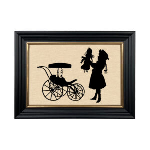 Early American Early American Victorian Girl with Doll Framed Paper  ...