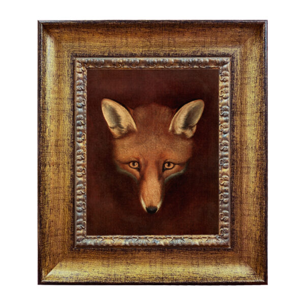 Equestrian Paintings Equestrian Fox Head by Reinagle Framed Oil Painting Print on Canvas in Distressed Gold and Black Frame- 8″ x 10″ Framed to 13″ x 15″