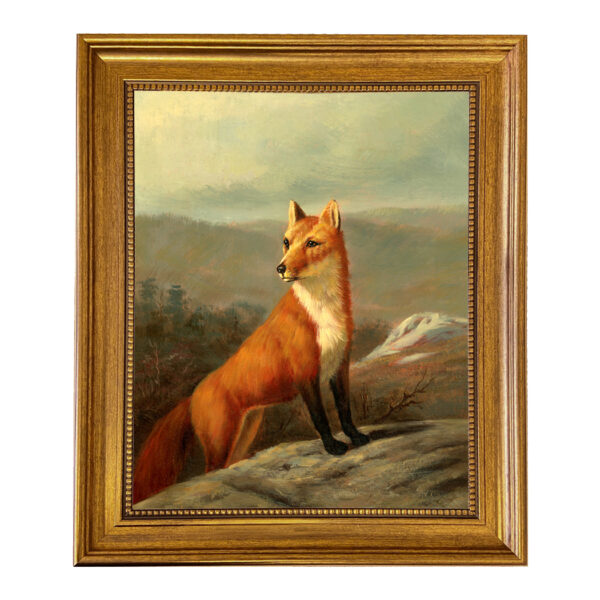 Equestrian Paintings Equestrian Red Fox Framed Oil Painting Print on Canvas in Antiqued Gold Frame. An 11″ x 14″ framed to 14-1/4″ x 17-1/4″.