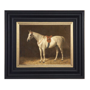 Equestrian/Fox Equestrian Saddled Grey Horse Framed Oil Painting Print on Canvas