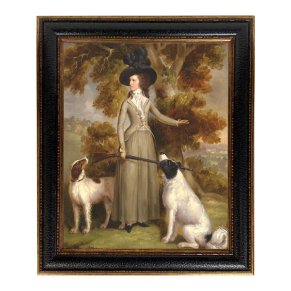 Painting Prints on Canvas Animals The Countess of Effingham by George Haugh Framed Oil Painting Print on Canvas in Leather-Look Black and Antiqued Gold Frame. A 16″ x 20″ Framed to 21-1/2″ x 25-1/2″.