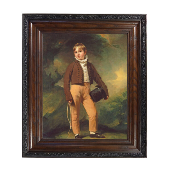 Portrait and Primitive Paintings Framed Art Quentin McAdam by Henry Raeburn Oil Painting Print Reproduction on Canvas in Brown and Black Solid Oak Frame- 12-3/4″ x 14-3/4″