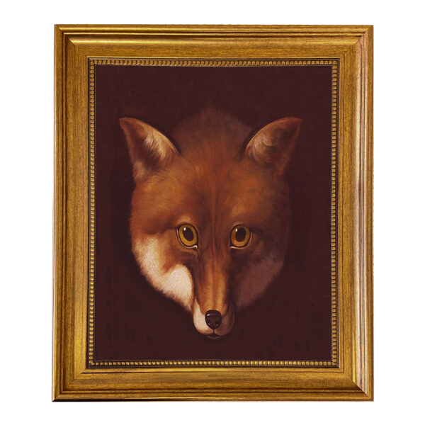 Cabin/Lodge Animals Sly Fox Head Framed Oil Painting Print on Canvas