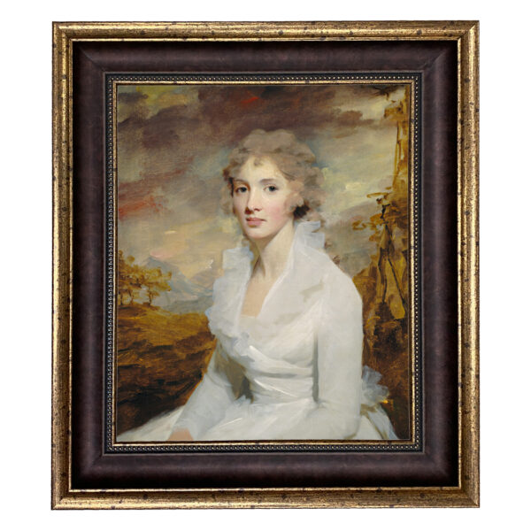 Painting Prints on Canvas Early American Portrait of Miss Eleanor Framed Oil Painting Print on Canvas in Wide Brown and Antiqued Gold Frame- 16″ x 20″ Framed to 21-1/2″ x 25-1/2″