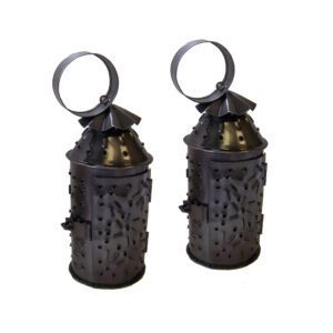 Candles/Lighting Early American Set of 2 Mini Punched Tin Lanterns- An ...