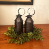 Candles/Lighting Early American Set of 2 Mini Punched Tin Lanterns- Antique Vintage Style