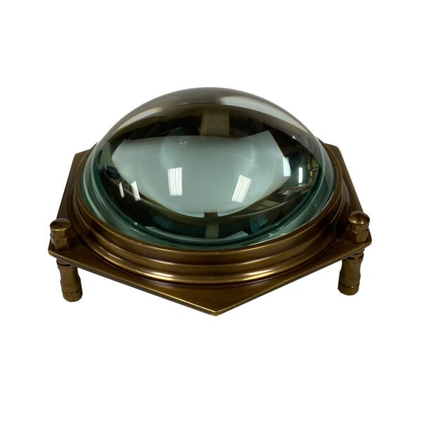 Magnifiers Writing 4″ Antiqued Brass Hexagonal Dome Desk Magnifier – Antique Vintage Style