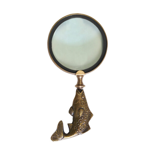 Magnifiers 9″ Antiqued Brass Fish Magnifying Glass- Antique Vintage Style