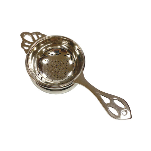 Tea Accessories Teaware Nickel Plated Tea Strainer with Catch Bowl- Antique Vintage Style