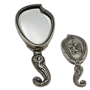 Early American Life Early American 11-1/4″ Antiqued Aluminum Hand Mirror- Victorian Style