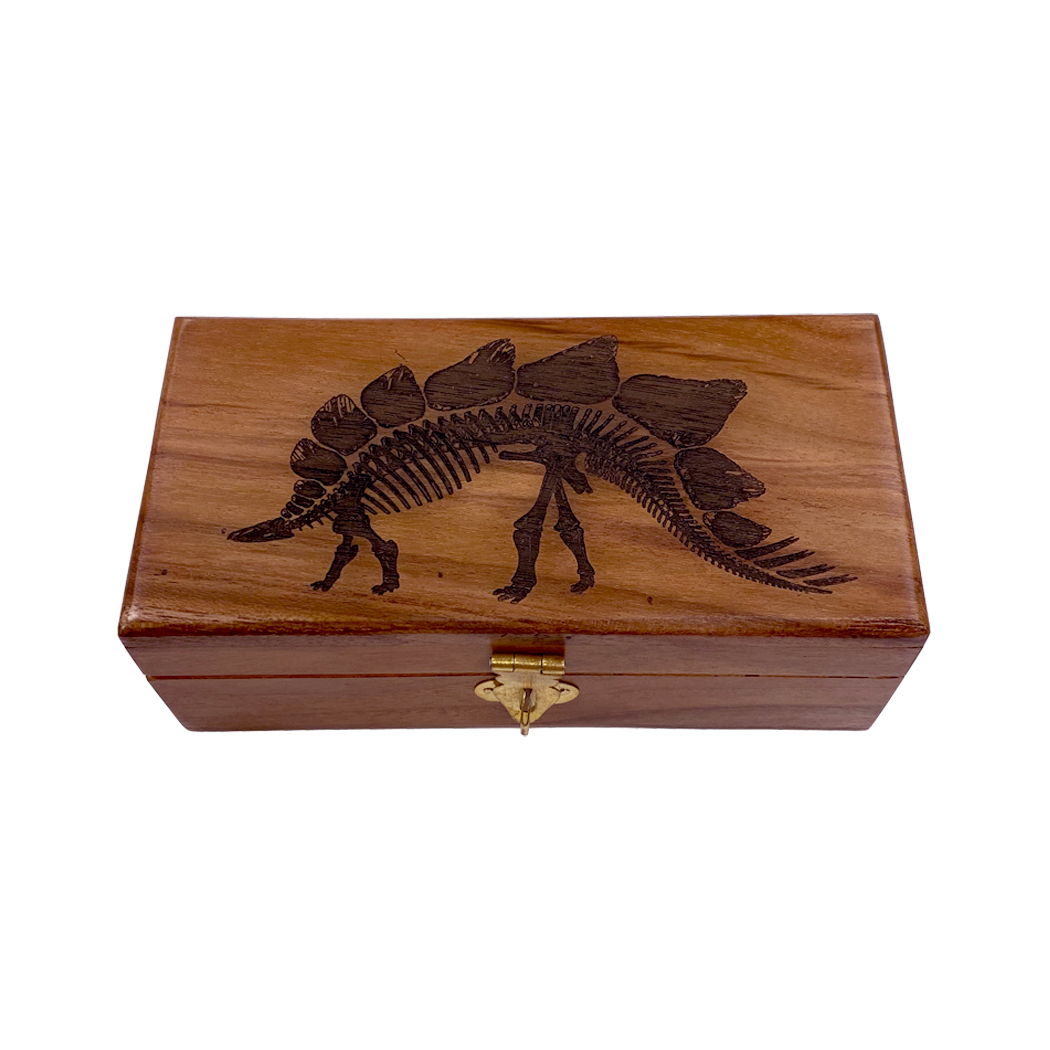 Decorative Boxes Botanical/Zoological 6″ Stegosaurus Engraved Teak Woo ...