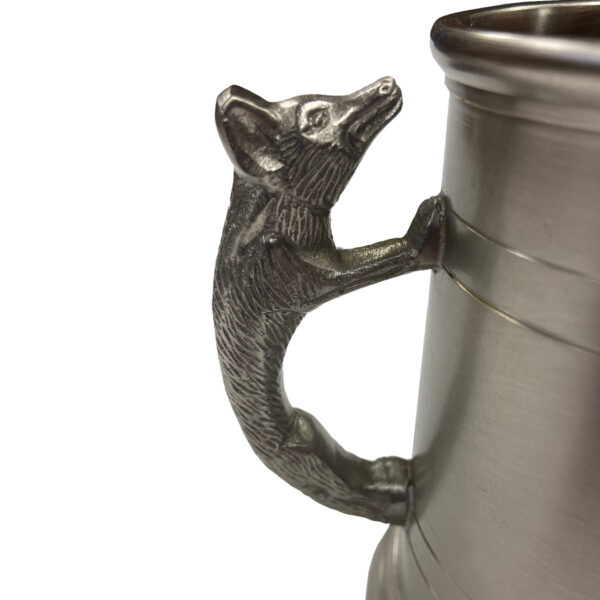 Drinkware & Plates Early American Pewter-Plated Tankard Mug with Fox Handle- Antique Vintage Style