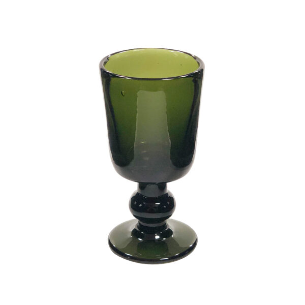 Glassware Early American 10″ Hand-Blown Dark Green Wine Bottle and 6″ Wine Goblet Set – Antique Vintage Style