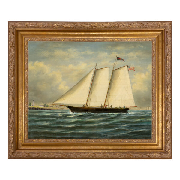 Nautical Paintings Nautical America Framed Oil Painting Print on Canvas in Ornate Antiqued Gold Frame. A 16″ x 20″ framed to 21-3/4″ x 25-3/4″.