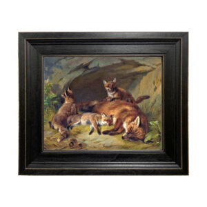 Equestrian/Fox Equestrian Vixen and Cubs Framed Oil Painting Pri ...