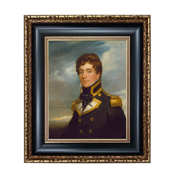 Nautical Paintings Framed Art English Naval Officer Framed Oil Painting Print on Canvas in Black and Antiqued Gold Frame. A 11″ x 14″ Framed to 17″ x 20″.