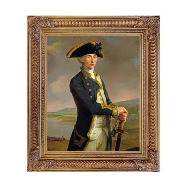 Nautical Nautical Captain Horatio Nelson Framed Oil Painting Print on Canvas in Ornate Antiqued Gold Frame. A 16″ x 20″ framed to 21-1/2 x 25-1/2″.