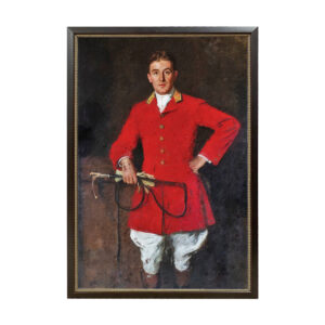 Equestrian/Fox Equestrian Fox Hunter Whipper-In Portrait Framed Oil Painting Print on Canvas