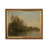 Farm and Pastoral Paintings Framed Art On the Banks of the River Landscape Oil Painting Print on Canvas in Thin Gold Frame