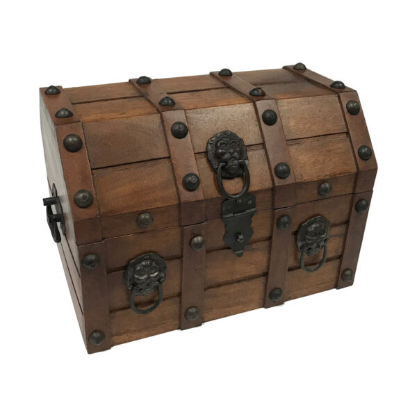 Trunks Pirate 11-3/4″ Authentic Pirate Loot Chest Antique Reproduction in Mango  and  Teak Wood