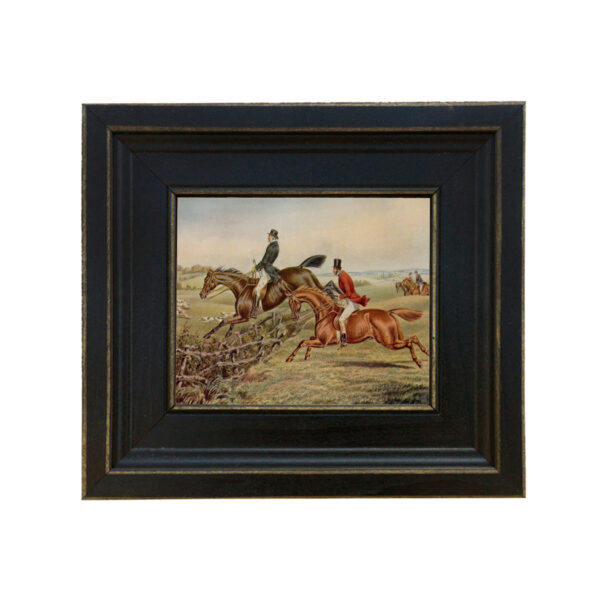 Equestrian Paintings Equestrian Leading the Way Framed Oil Painting Print on Canvas in Distressed Black Wood Frame. A 5 x 6″ framed to 8-1/2 x 9-1/2″.