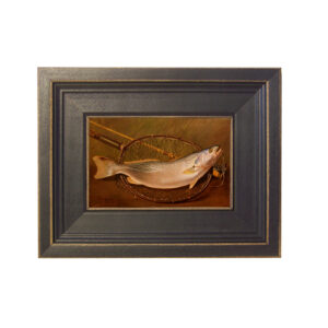 Cabin/Lodge Lodge Fish and Landing Net Framed Oil Painti ...