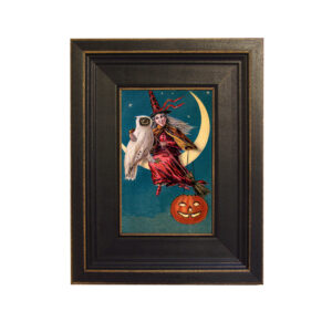 Holiday Halloween Witch and Owl Framed Oil Painting Prin ...