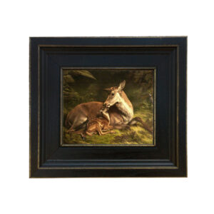 Cabin/Lodge Lodge Doe and Fawn Framed Oil Painting Print ...
