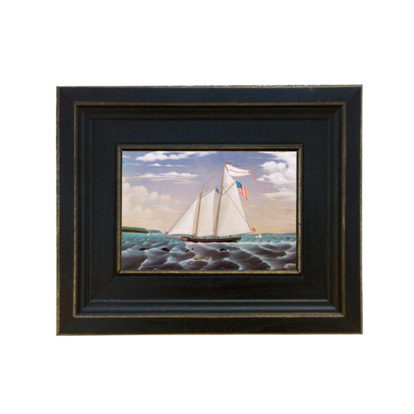 Nautical Paintings Nautical Lewis R. Mackey Framed Oil Painting Print on Canvas in Distressed Black Wood Frame. A 4 x 6″ framed to 7-1/2 x 9-1/2″. See also 41779TA –  41780TA and 41782TA.