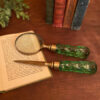Magnifiers Writing Brass and Glass Magnifier and Letter Opener Desk Set- Antique Vintage Style