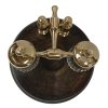 Inkwells Writing Wood and Polished Solid Brass Dual Inkwell Stand- Antique Vintage Style
