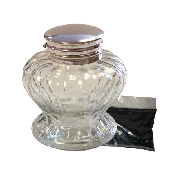Pens and Inkwells Writing 3-1/2″ Clear Pedestal Glass Inkwell with Ink- Antique Vintage Style