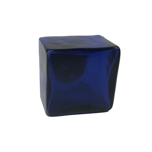 Inkwells Writing 1-3/8″ Square Cobalt Blue Glass Inkwell Antique Reproduction with Ink Powder