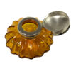 Pens and Inkwells Writing 3″ Amber Swirl Thick Glass Inkwell with Ink- Antique Vintage Style