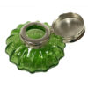 Inkwells Writing 3″ Light Green Swirl Thick Glass Inkwell with Ink- Antique Vintage Style