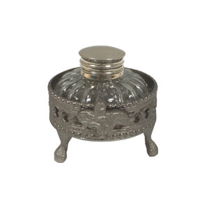 Inkwells Writing Pewter-Plated Inkwell Stand with Clear ...