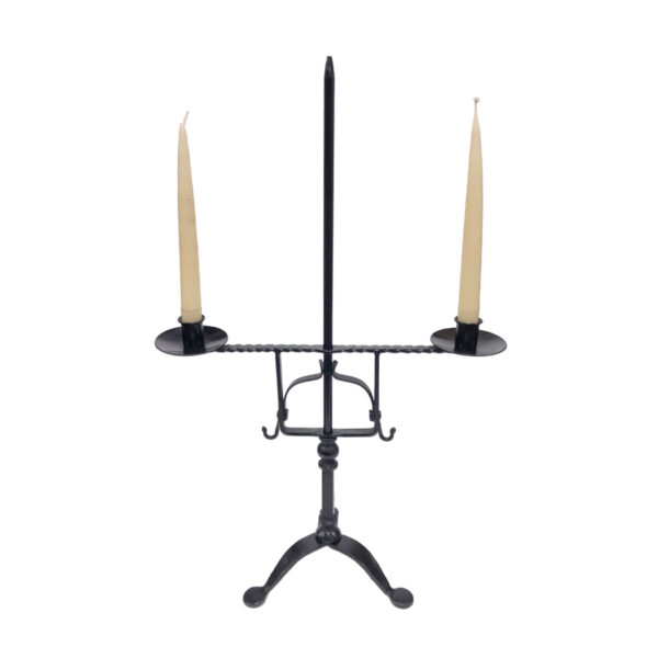 Candleholders Early American 23″ Adjustable Wrought Iron Double Candle Holder- Antique Vintage Style