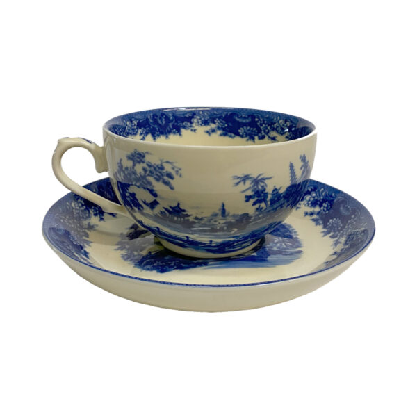 Tea Sets Teaware Pagoda Blue Transferware Porcelain Tea Cup and Saucer – Antique Reproduction