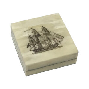 Scrimshaw/Horn & Bone Boxes Nautical American Frigate Engraved Scrimshaw Ox ...