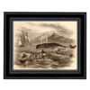 Prints Nautical Pursuit of the Greenland Whale Etching Framed Print Behind Glass in Black Wood Frame
