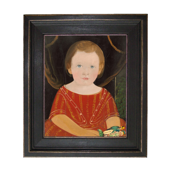 Painting Prints on Canvas Children Primitive Boy in Red with Toy Framed Oil Painting Print on Canvas