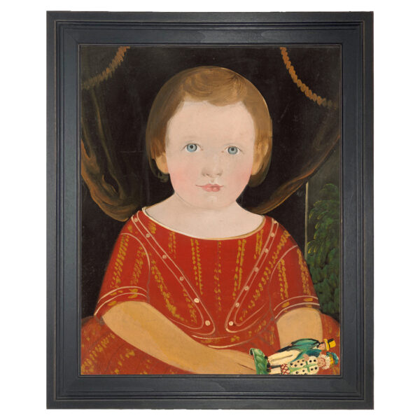 Painting Prints on Canvas Children Primitive Boy in Red with Toy Framed Oil Painting Print on Canvas