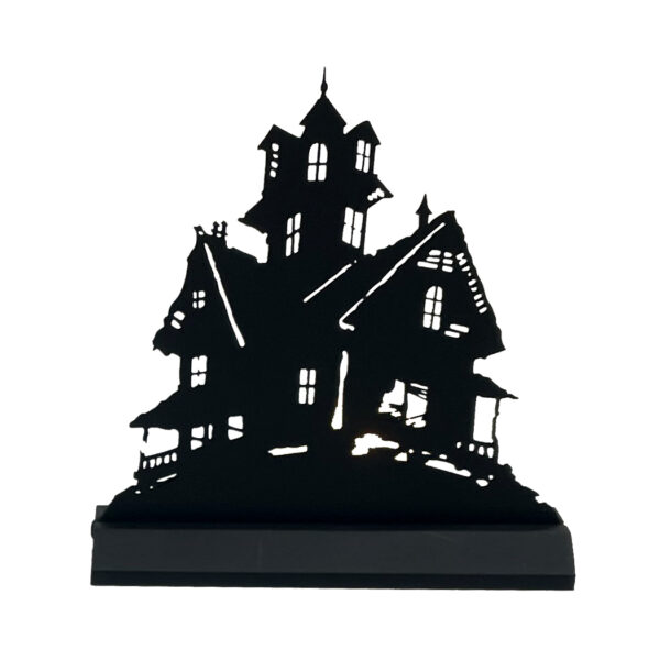 Halloween Decor Halloween Haunted House Wooden Standing Silhouette Halloween Tabletop Ornament Sculpture Decoration