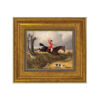 Equestrian/Fox Equestrian Clearing the Ditch Framed Oil Painting Print on Canvas in Antiqued Gold Frame